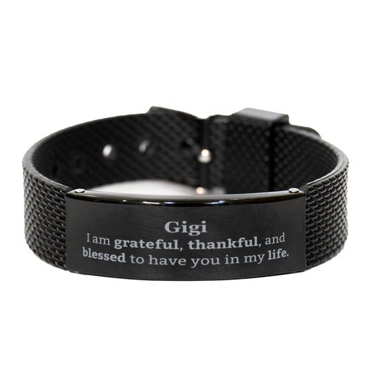 gigi appreciation gifts i am grateful thankful and blessed thank you black shark mesh bracelet for gigi birthday inspiration gifts for gigi