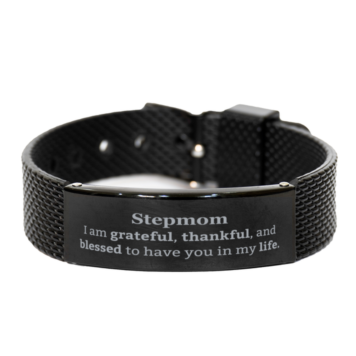 stepmom appreciation gifts i am grateful thankful and blessed thank you black shark mesh bracelet for stepmom birthday inspiration gifts for stepmom