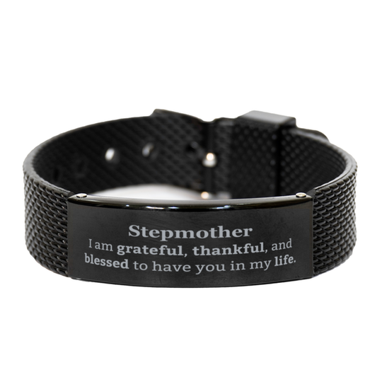 stepmother appreciation gifts i am grateful thankful and blessed thank you black shark mesh bracelet for stepmother birthday inspiration gifts for stepmother
