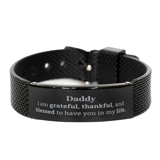 daddy appreciation gifts i am grateful thankful and blessed thank you black shark mesh bracelet for daddy birthday inspiration gifts for daddy