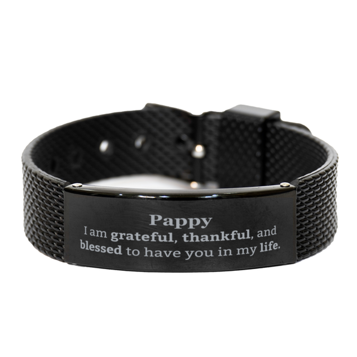 pappy appreciation gifts i am grateful thankful and blessed thank you black shark mesh bracelet for pappy birthday inspiration gifts for pappy