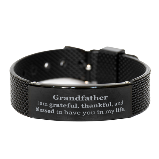 grandfather appreciation gifts i am grateful thankful and blessed thank you black shark mesh bracelet for grandfather birthday inspiration gifts for grandfather