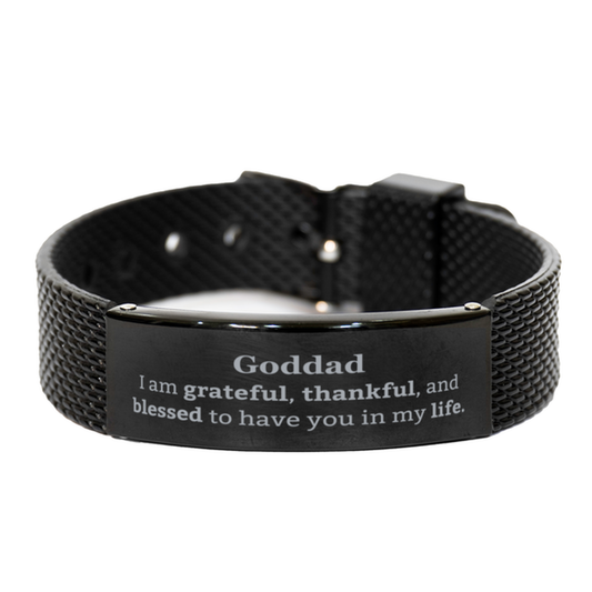 goddad appreciation gifts i am grateful thankful and blessed thank you black shark mesh bracelet for goddad birthday inspiration gifts for goddad