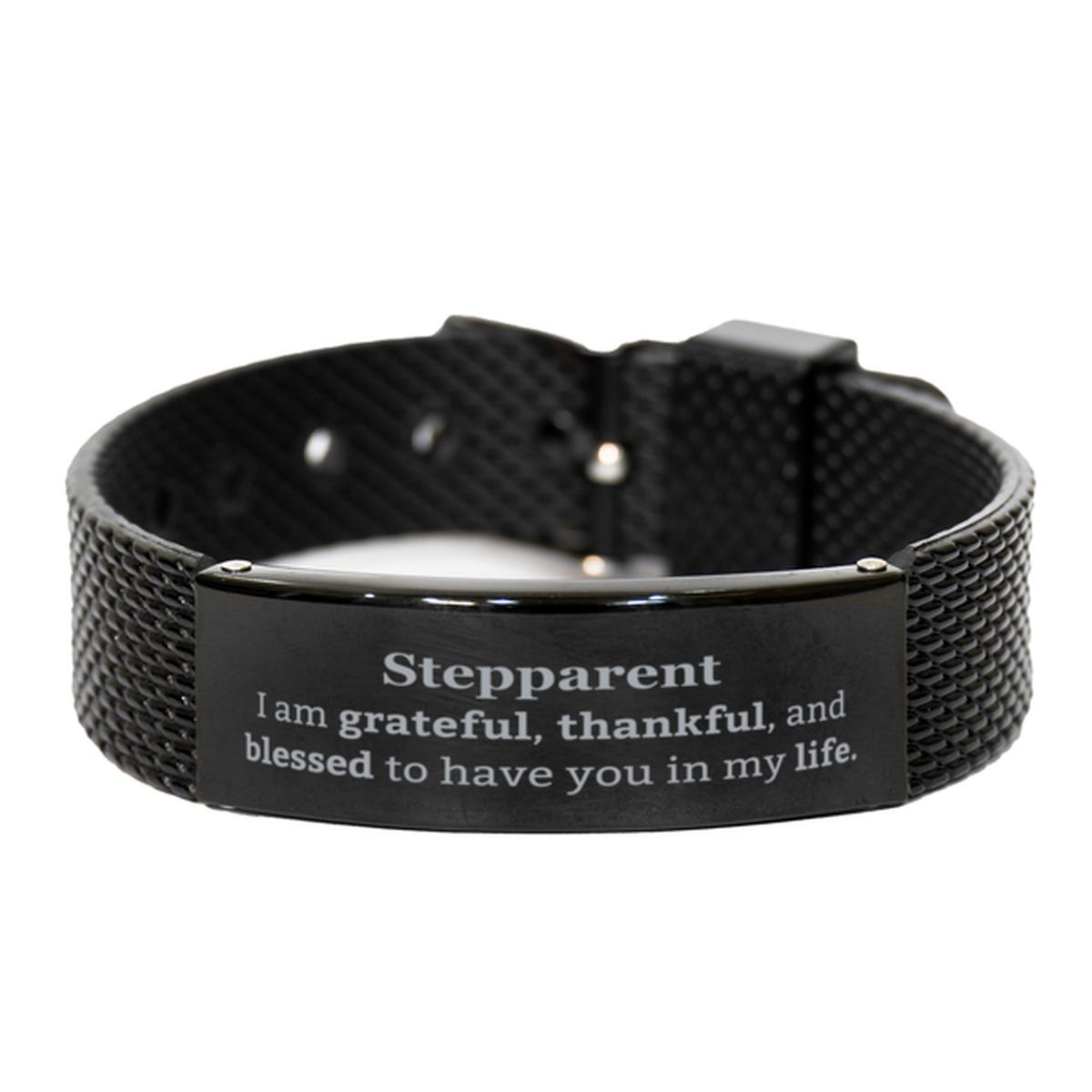 stepparent appreciation gifts i am grateful thankful and blessed thank you black shark mesh bracelet for stepparent birthday inspiration gifts for stepparent