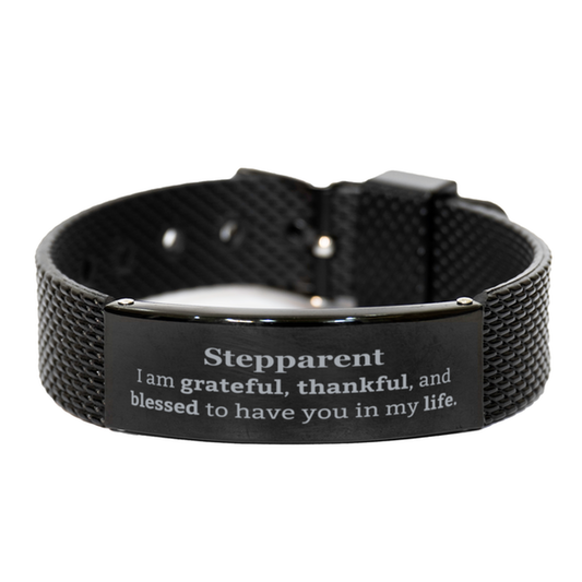stepparent appreciation gifts i am grateful thankful and blessed thank you black shark mesh bracelet for stepparent birthday inspiration gifts for stepparent