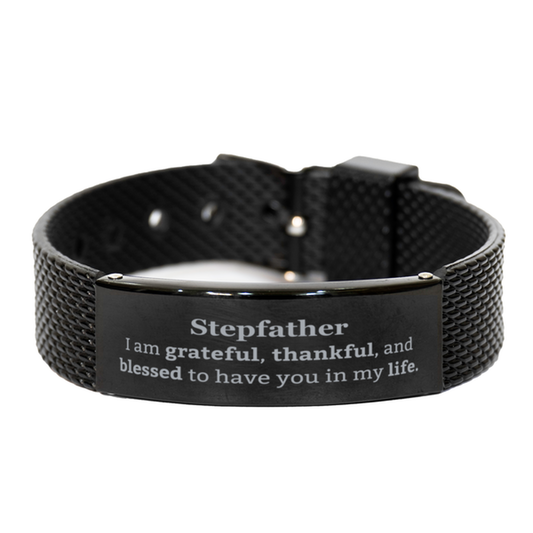 stepfather appreciation gifts i am grateful thankful and blessed thank you black shark mesh bracelet for stepfather birthday inspiration gifts for stepfather