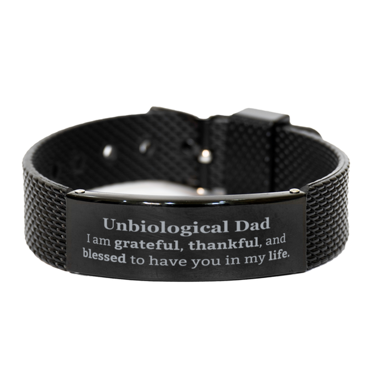 unbiological dad appreciation gifts i am grateful thankful and blessed thank you black shark mesh bracelet for unbiological dad birthday inspiration gifts for unbiological dad
