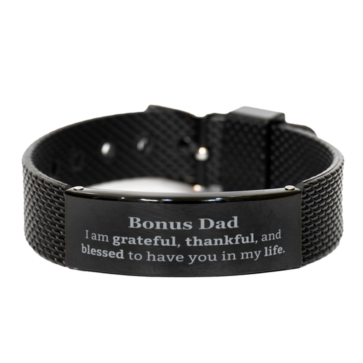 bonus dad appreciation gifts i am grateful thankful and blessed thank you black shark mesh bracelet for bonus dad birthday inspiration gifts for bonus dad