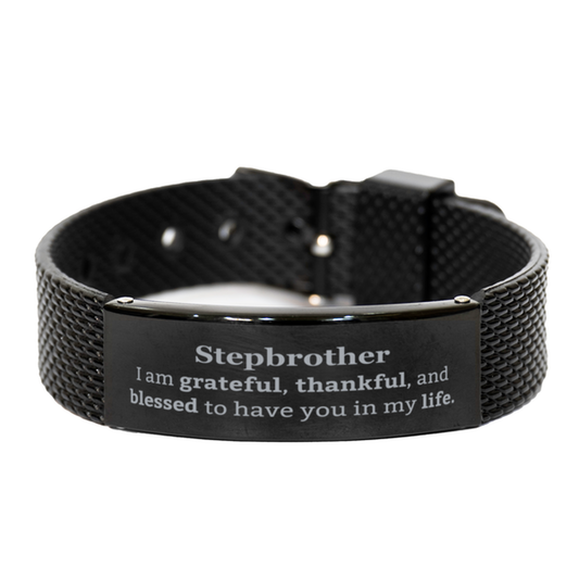 stepbrother appreciation gifts i am grateful thankful and blessed thank you black shark mesh bracelet for stepbrother birthday inspiration gifts for stepbrother