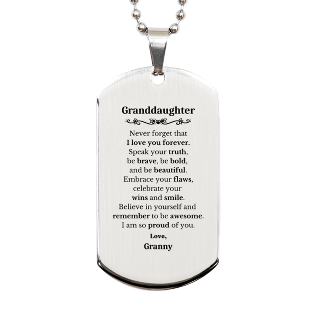 granddaughter silver dog tag never forget that i love you forever inspirational granddaughter birthday unique gifts from granny