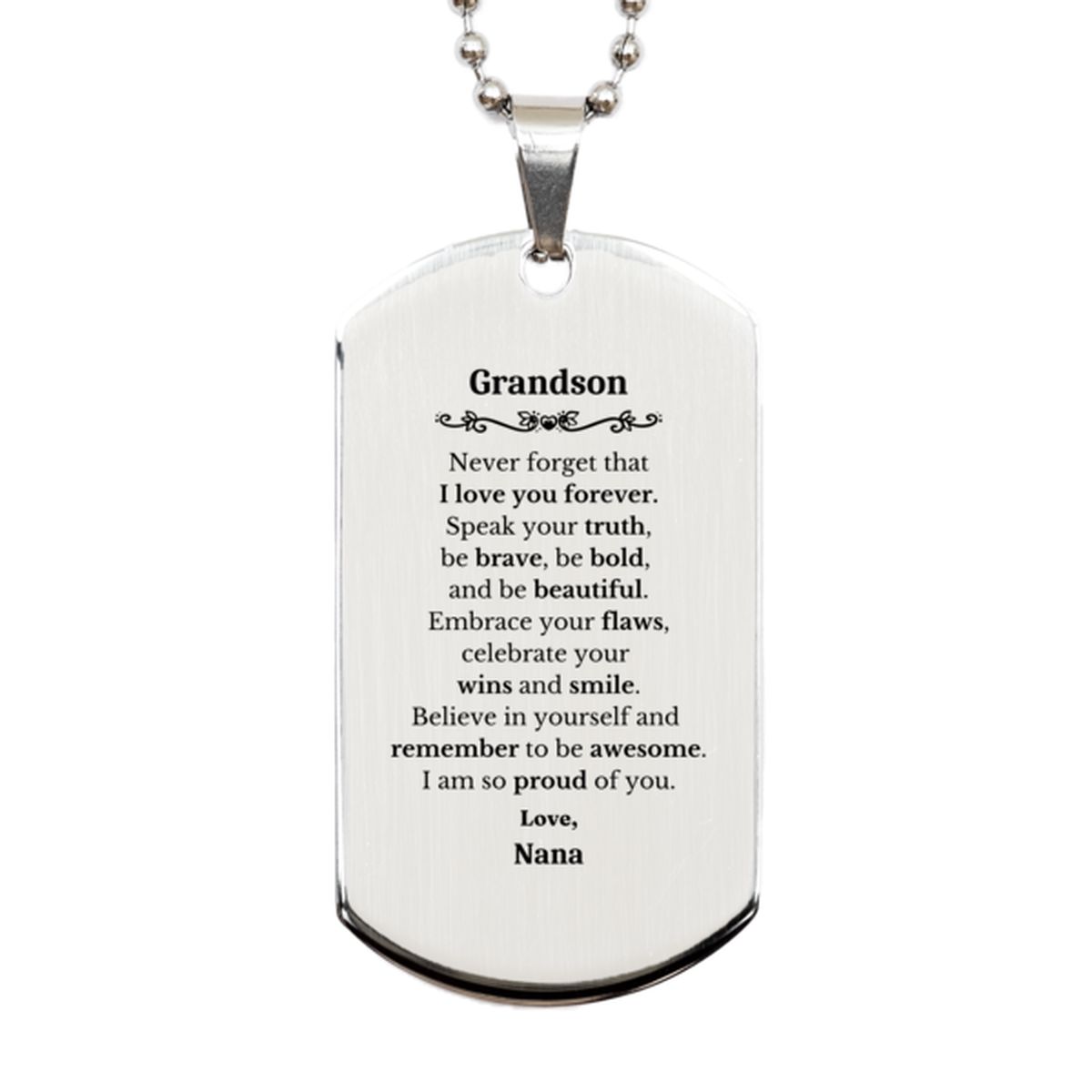 grandson silver dog tag never forget that i love you forever inspirational grandson birthday unique gifts from nana