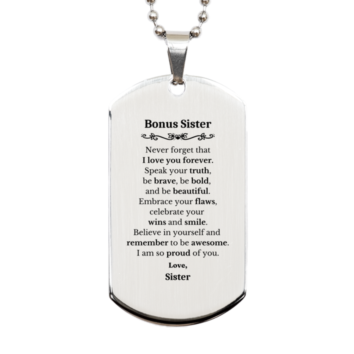 bonus sister silver dog tag never forget that i love you forever inspirational bonus sister birthday unique gifts from sister