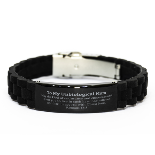 to my unbiological mom gifts may the god of endurance bible verse scripture black glidelock clasp bracelet birthday confirmation gifts for unbiological mom