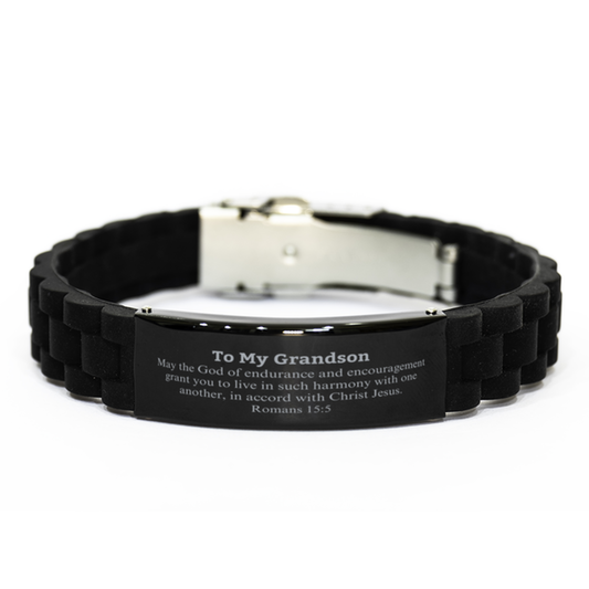 to my grandson gifts may the god of endurance bible verse scripture black glidelock clasp bracelet birthday confirmation gifts for grandson