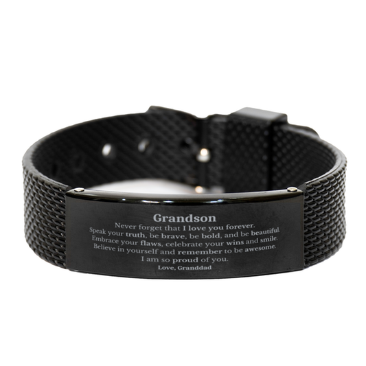 grandson black shark mesh bracelet never forget that i love you forever inspirational grandson birthday unique gifts from granddad