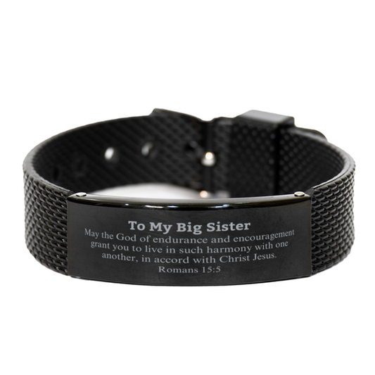 to my big sister gifts may the god of endurance bible verse scripture black shark mesh bracelet birthday confirmation gifts for big sister
