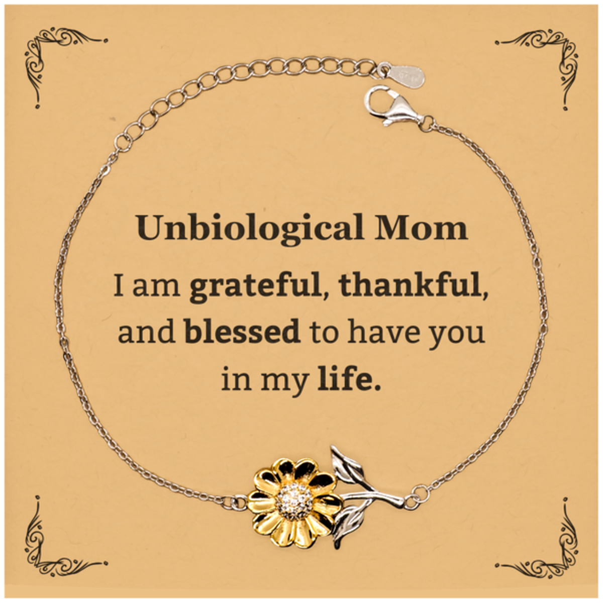 unbiological mom appreciation gifts i am grateful thankful and blessed thank you sunflower bracelet for unbiological mom birthday inspiration gifts for unbiological mom