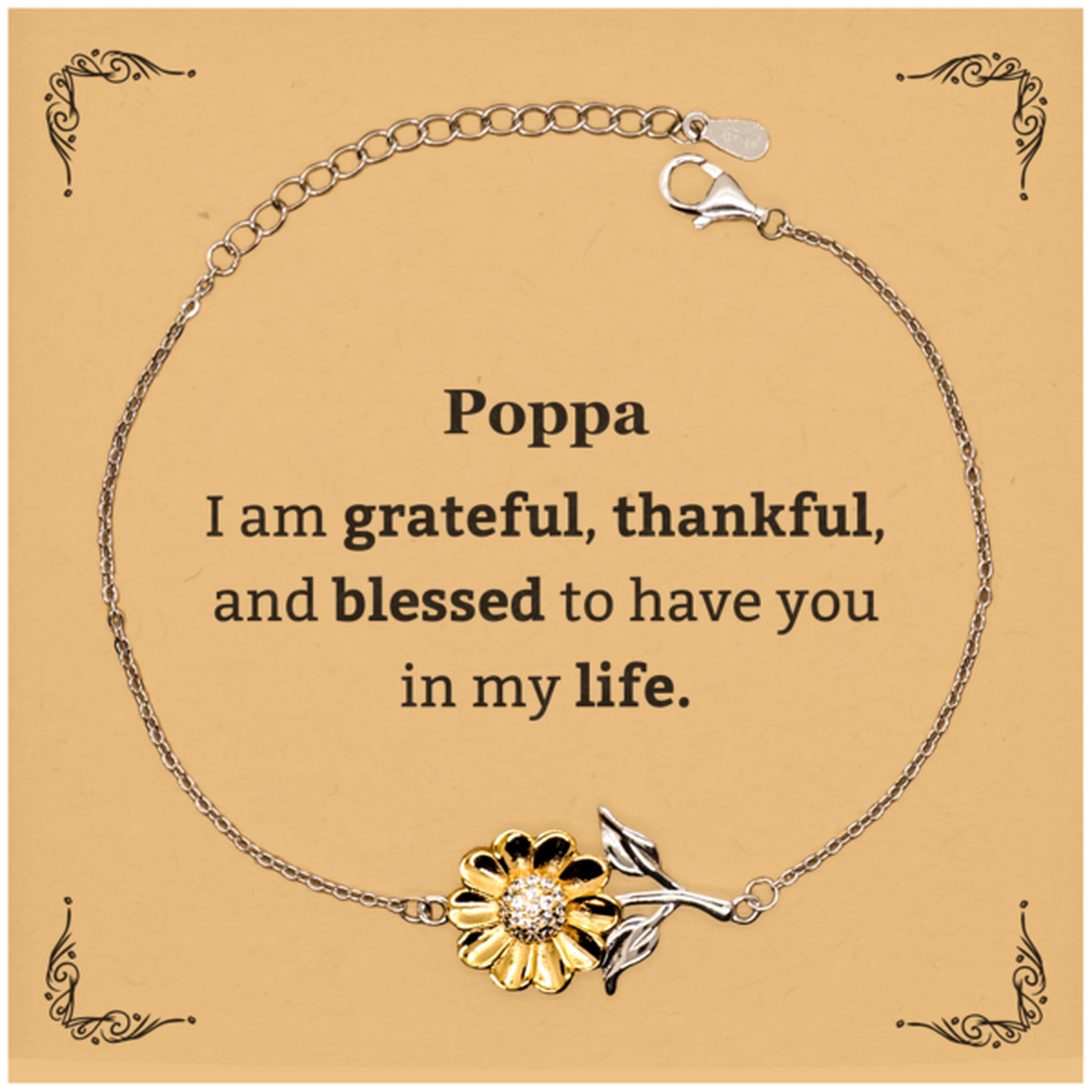 poppa appreciation gifts i am grateful thankful and blessed thank you sunflower bracelet for poppa birthday inspiration gifts for poppa