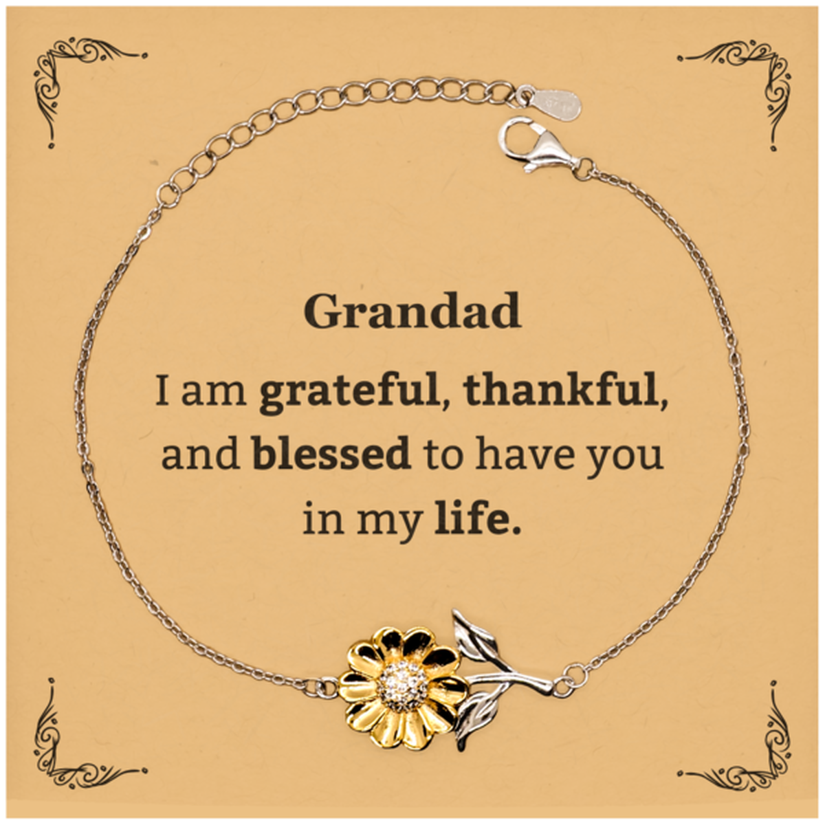 grandad appreciation gifts i am grateful thankful and blessed thank you sunflower bracelet for grandad birthday inspiration gifts for grandad