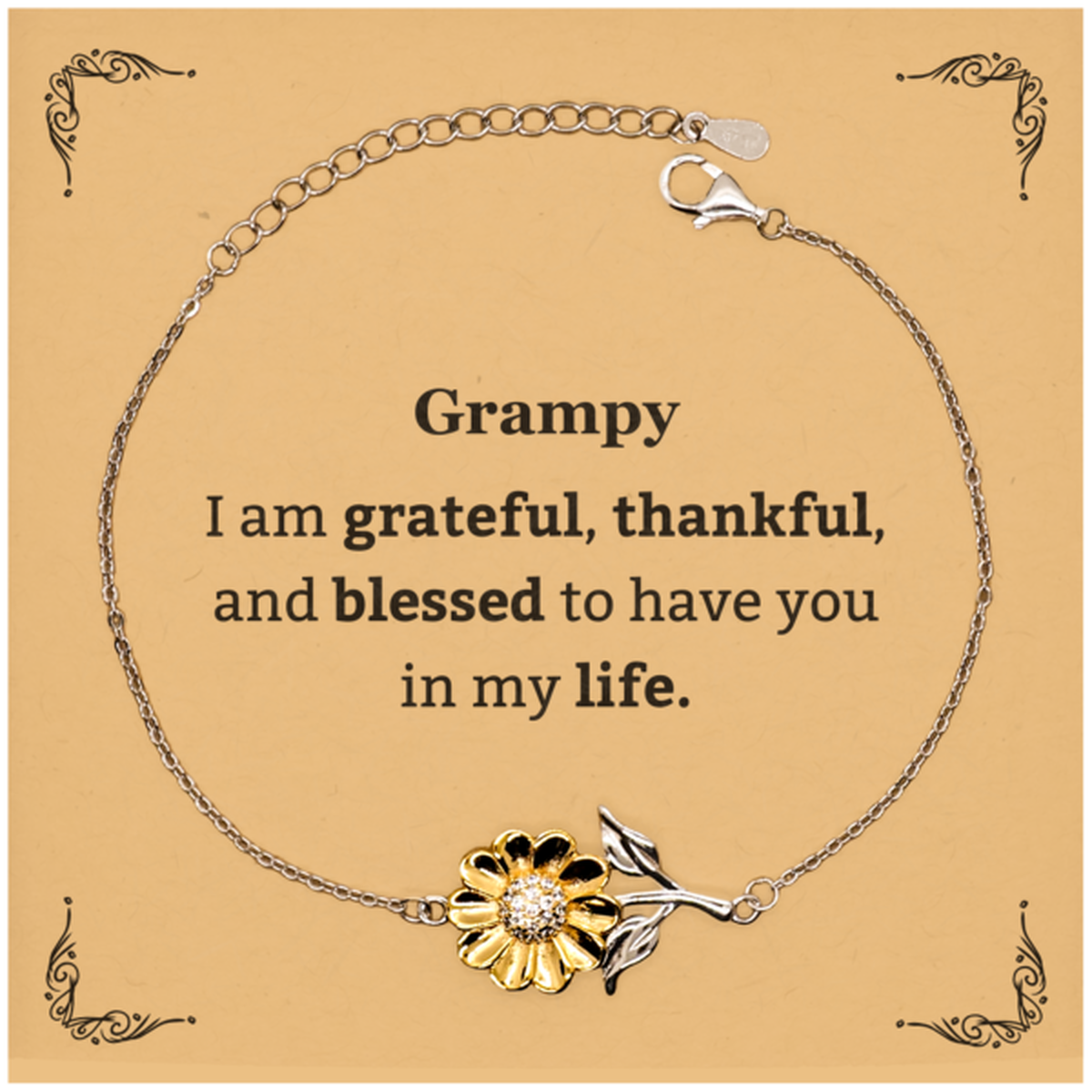 grampy appreciation gifts i am grateful thankful and blessed thank you sunflower bracelet for grampy birthday inspiration gifts for grampy