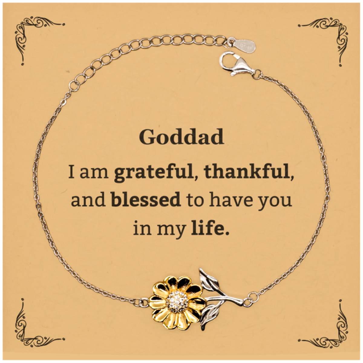goddad appreciation gifts i am grateful thankful and blessed thank you sunflower bracelet for goddad birthday inspiration gifts for goddad