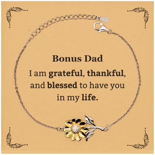 bonus dad appreciation gifts i am grateful thankful and blessed thank you sunflower bracelet for bonus dad birthday inspiration gifts for bonus dad