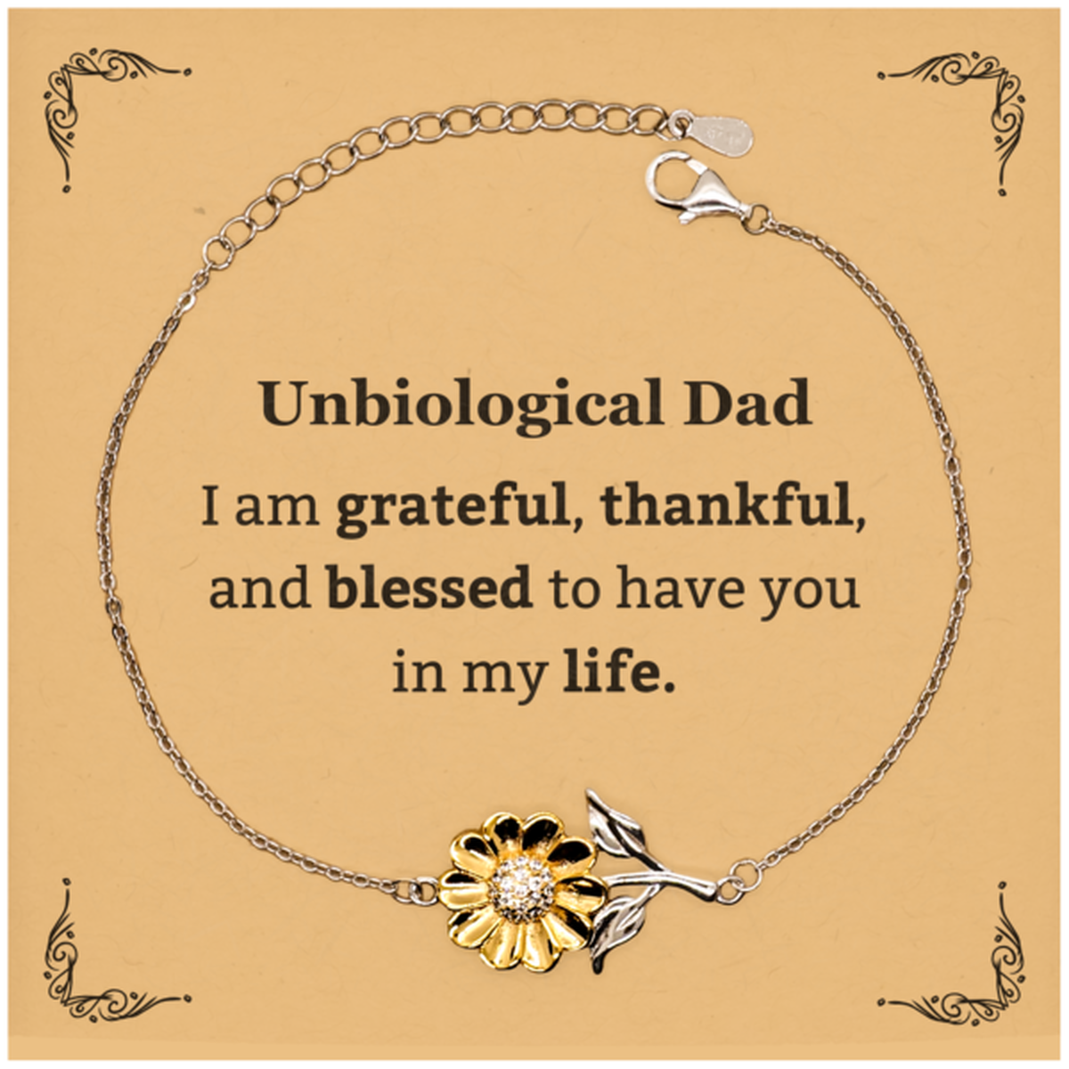 unbiological dad appreciation gifts i am grateful thankful and blessed thank you sunflower bracelet for unbiological dad birthday inspiration gifts for unbiological dad