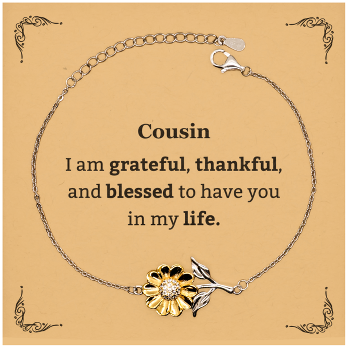cousin appreciation gifts i am grateful thankful and blessed thank you sunflower bracelet for cousin birthday inspiration gifts for cousin