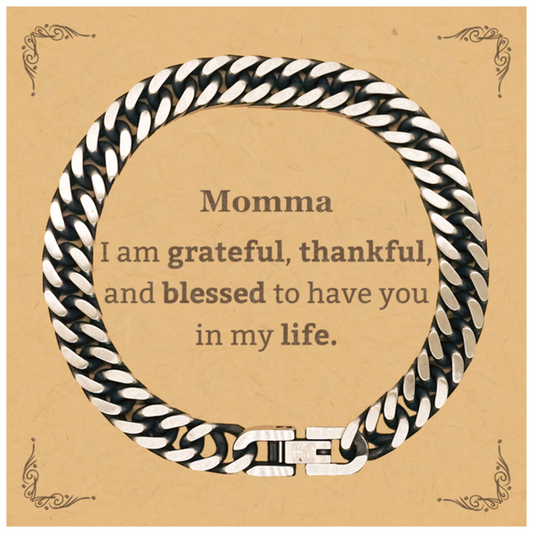 momma appreciation gifts i am grateful thankful and blessed thank you cuban link chain bracelet for momma birthday inspiration gifts for momma