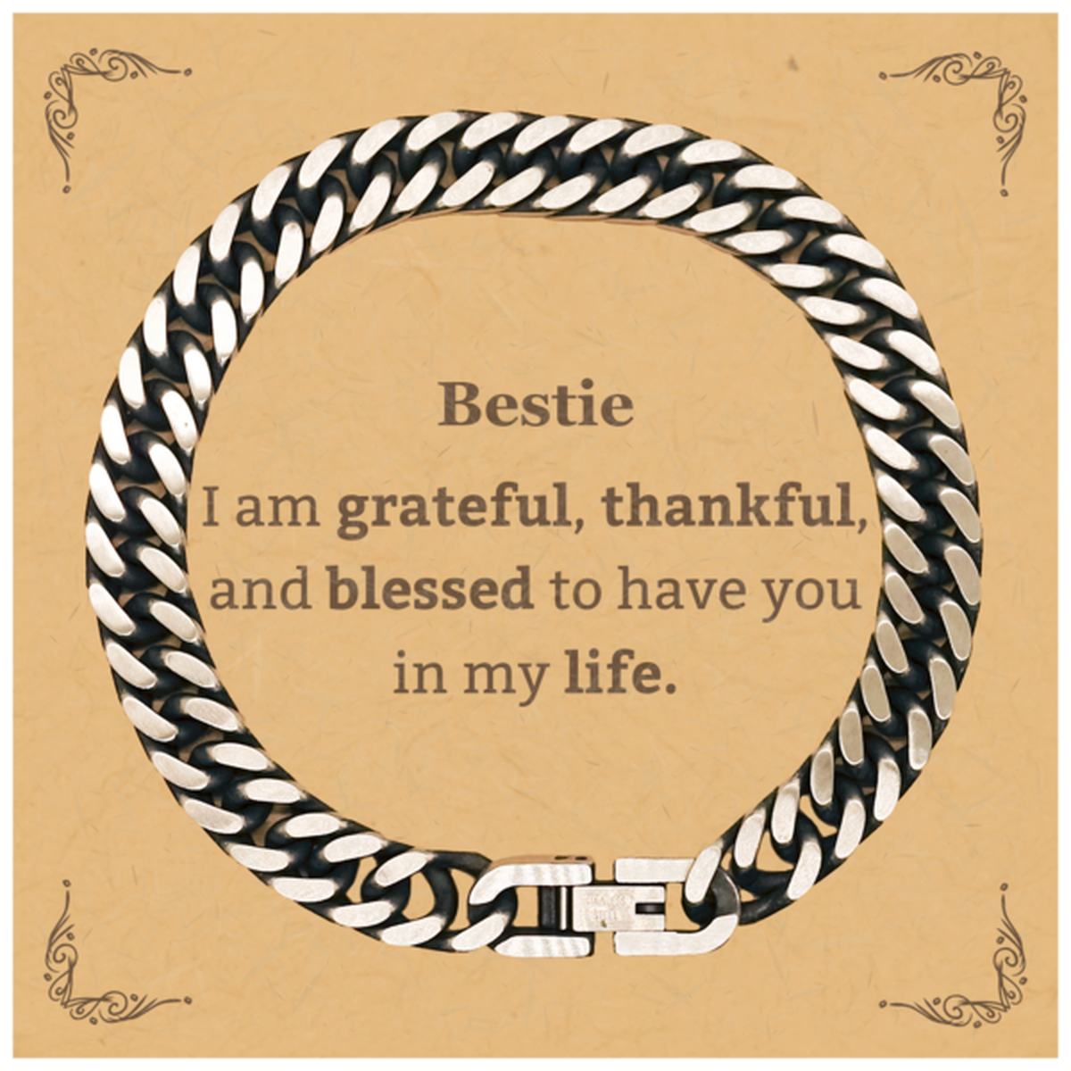 bestie appreciation gifts i am grateful thankful and blessed thank you cuban link chain bracelet for bestie birthday inspiration gifts for bestie
