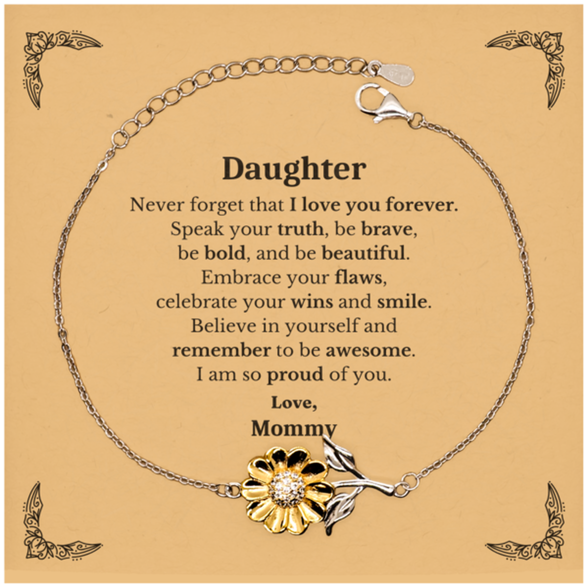 daughter sunflower bracelet never forget that i love you forever inspirational daughter birthday unique gifts from mommy