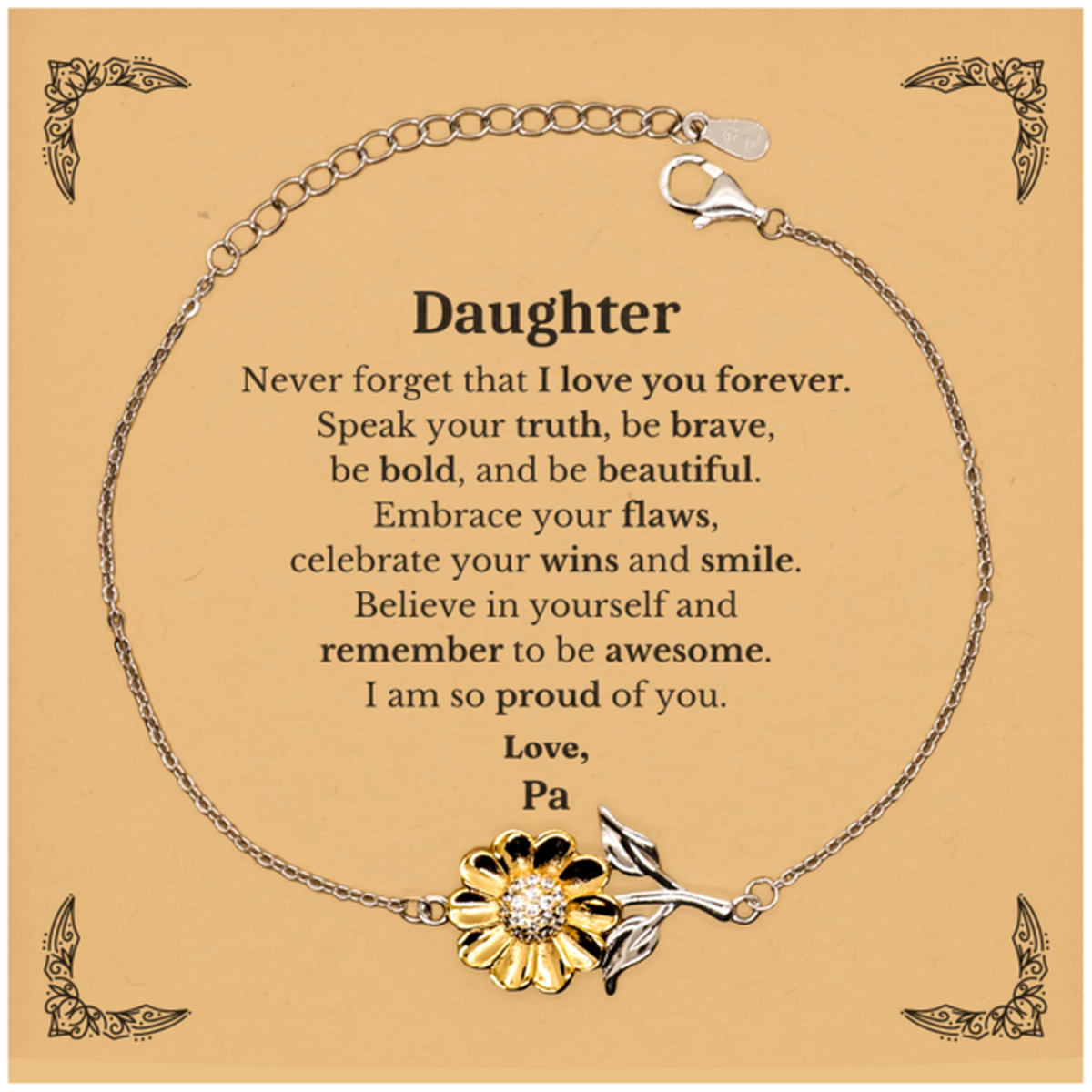 daughter sunflower bracelet never forget that i love you forever inspirational daughter birthday unique gifts from pa