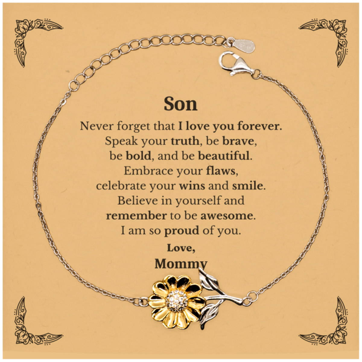 son sunflower bracelet never forget that i love you forever inspirational son birthday unique gifts from mommy