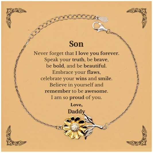 son sunflower bracelet never forget that i love you forever inspirational son birthday unique gifts from daddy