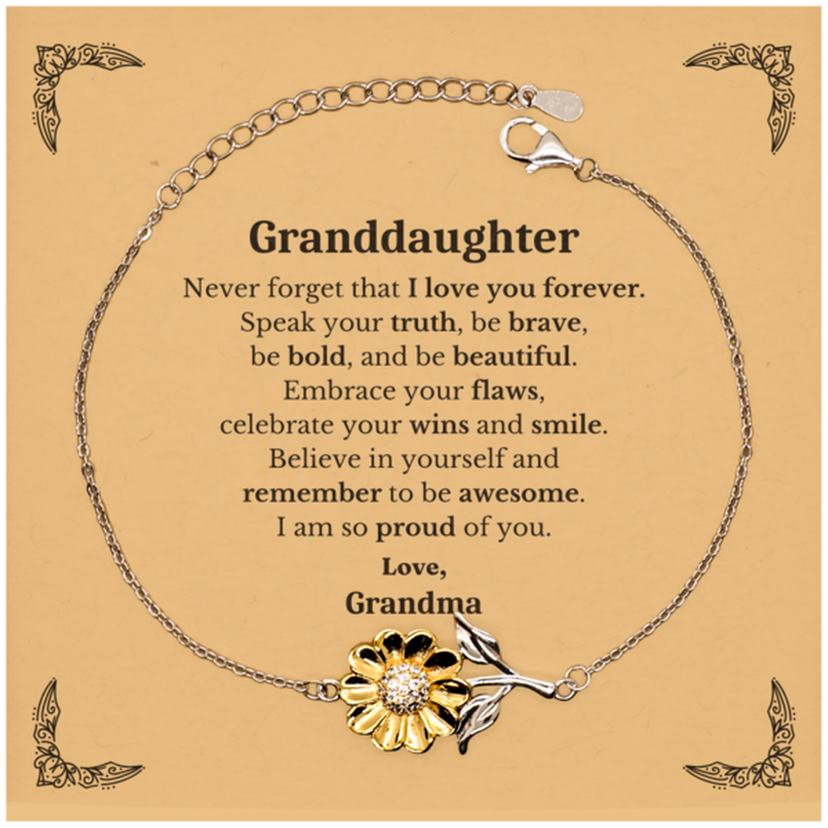 granddaughter sunflower bracelet never forget that i love you forever inspirational granddaughter birthday unique gifts from grandma