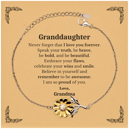 granddaughter sunflower bracelet never forget that i love you forever inspirational granddaughter birthday unique gifts from grandma