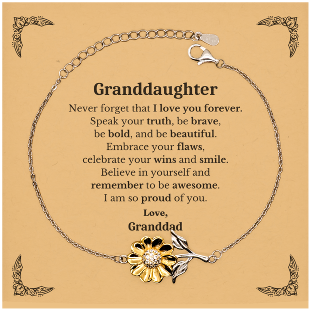granddaughter sunflower bracelet never forget that i love you forever inspirational granddaughter birthday unique gifts from granddad