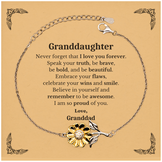 granddaughter sunflower bracelet never forget that i love you forever inspirational granddaughter birthday unique gifts from granddad