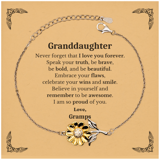 granddaughter sunflower bracelet never forget that i love you forever inspirational granddaughter birthday unique gifts from gramps