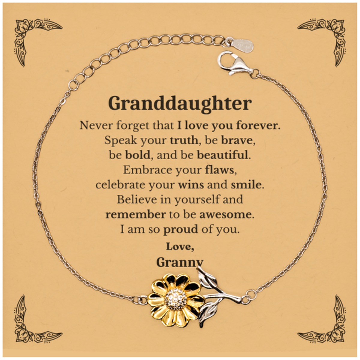 granddaughter sunflower bracelet never forget that i love you forever inspirational granddaughter birthday unique gifts from granny