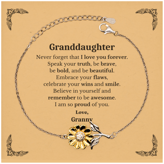 granddaughter sunflower bracelet never forget that i love you forever inspirational granddaughter birthday unique gifts from granny