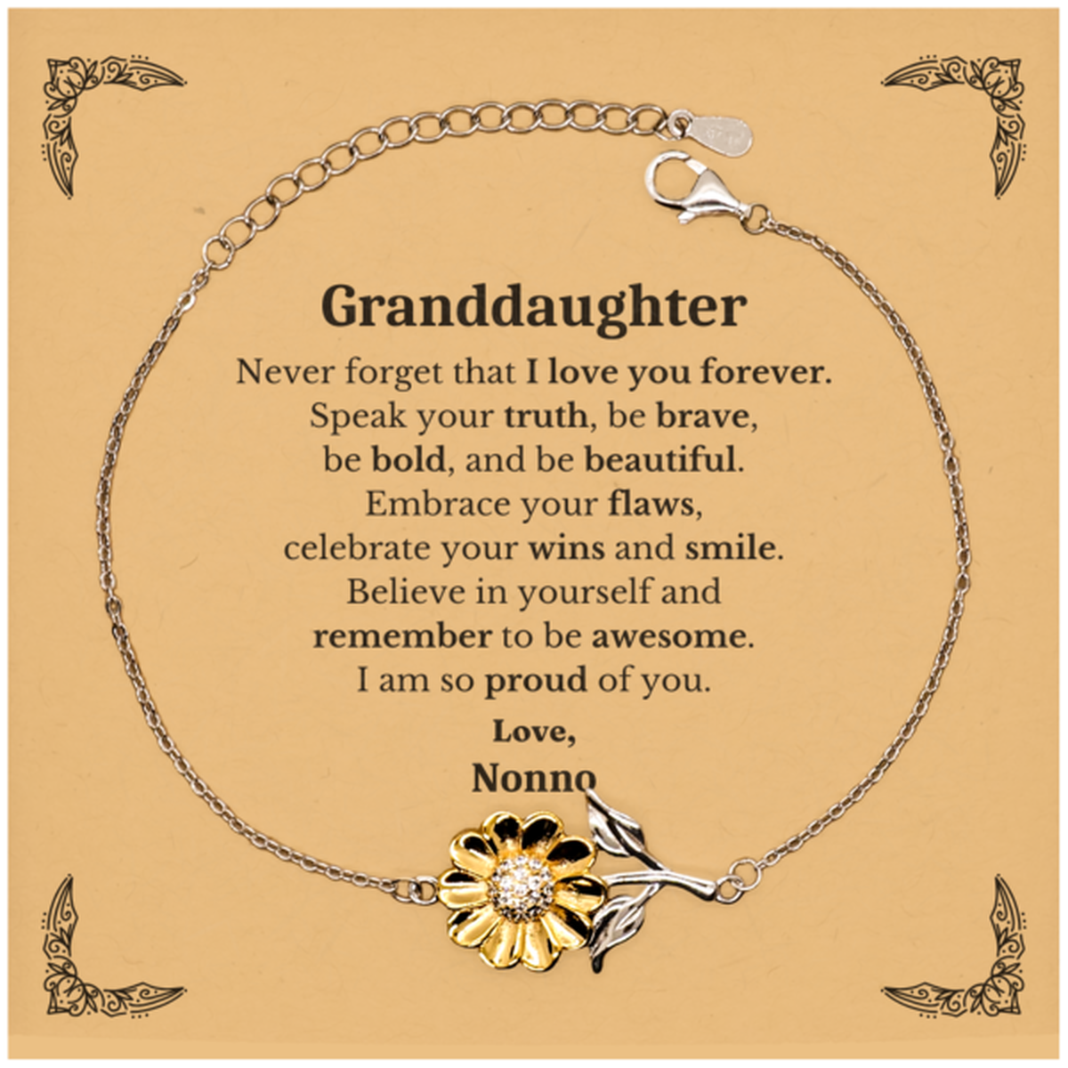 granddaughter sunflower bracelet never forget that i love you forever inspirational granddaughter birthday unique gifts from nonno