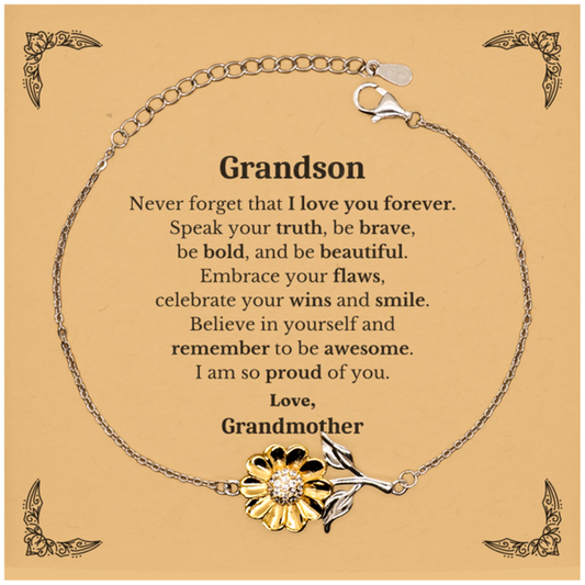 grandson sunflower bracelet never forget that i love you forever inspirational grandson birthday unique gifts from grandmother