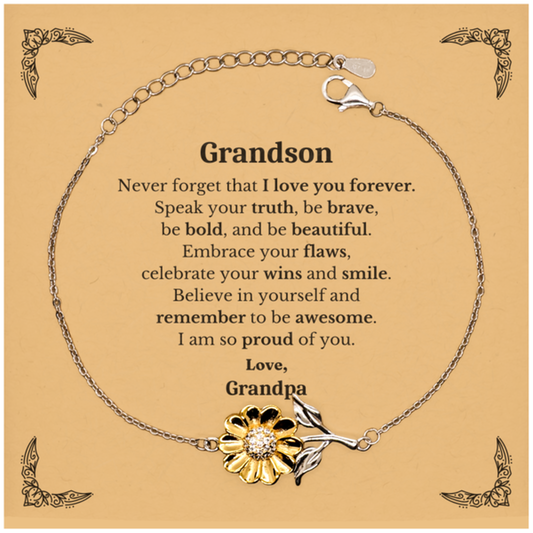 grandson sunflower bracelet never forget that i love you forever inspirational grandson birthday unique gifts from grandpa