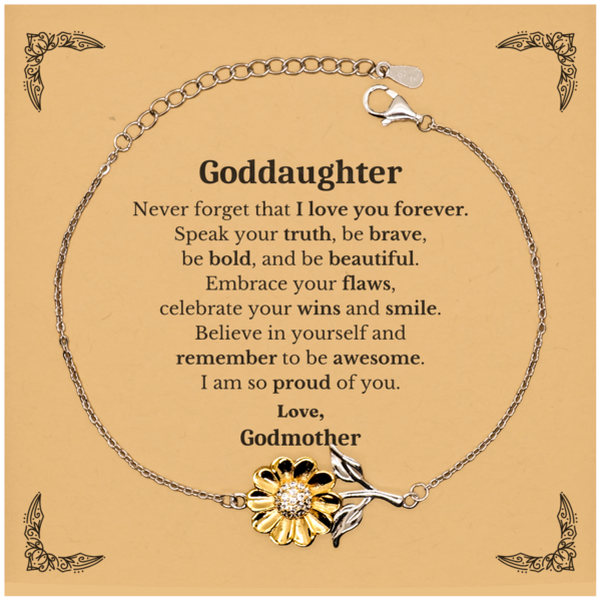 goddaughter sunflower bracelet never forget that i love you forever inspirational goddaughter birthday unique gifts from godmother
