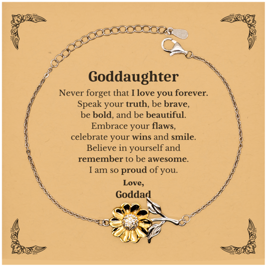 goddaughter sunflower bracelet never forget that i love you forever inspirational goddaughter birthday unique gifts from goddad