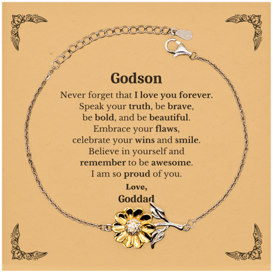 godson sunflower bracelet never forget that i love you forever inspirational godson birthday unique gifts from goddad