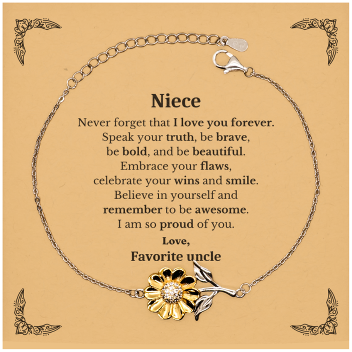 niece sunflower bracelet never forget that i love you forever inspirational niece birthday unique gifts from favorite uncle