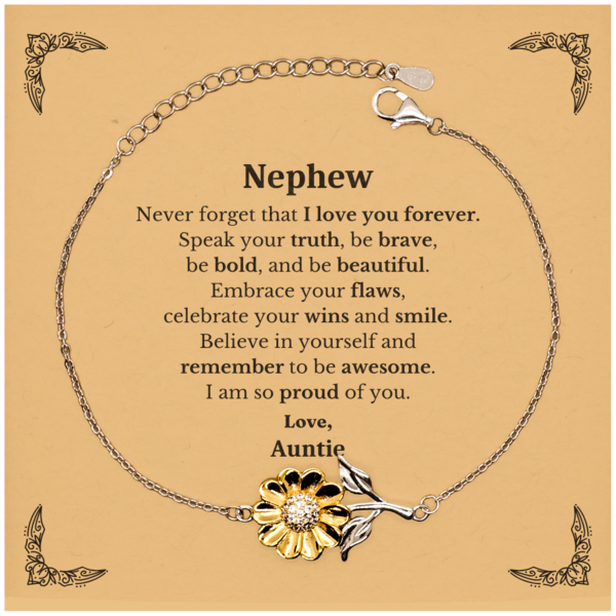nephew sunflower bracelet never forget that i love you forever inspirational nephew birthday unique gifts from auntie