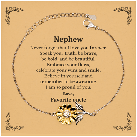 nephew sunflower bracelet never forget that i love you forever inspirational nephew birthday unique gifts from favorite uncle